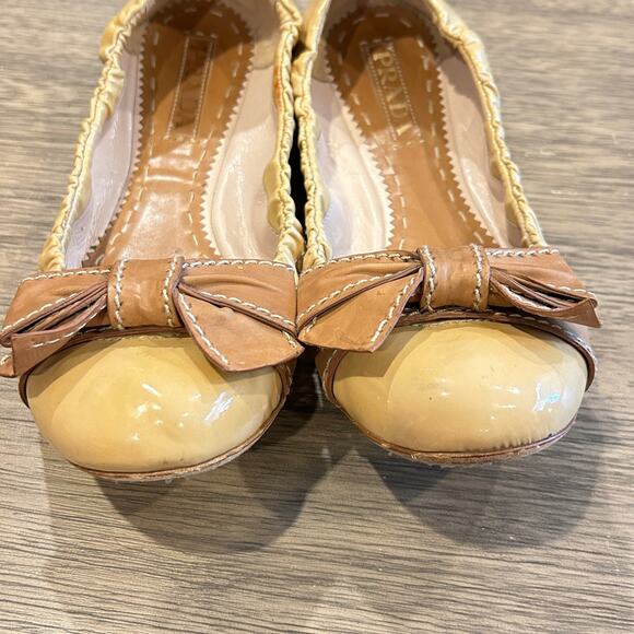 Prada Women's Yellow and Tan Ballet Flats - Picture 5 of 10